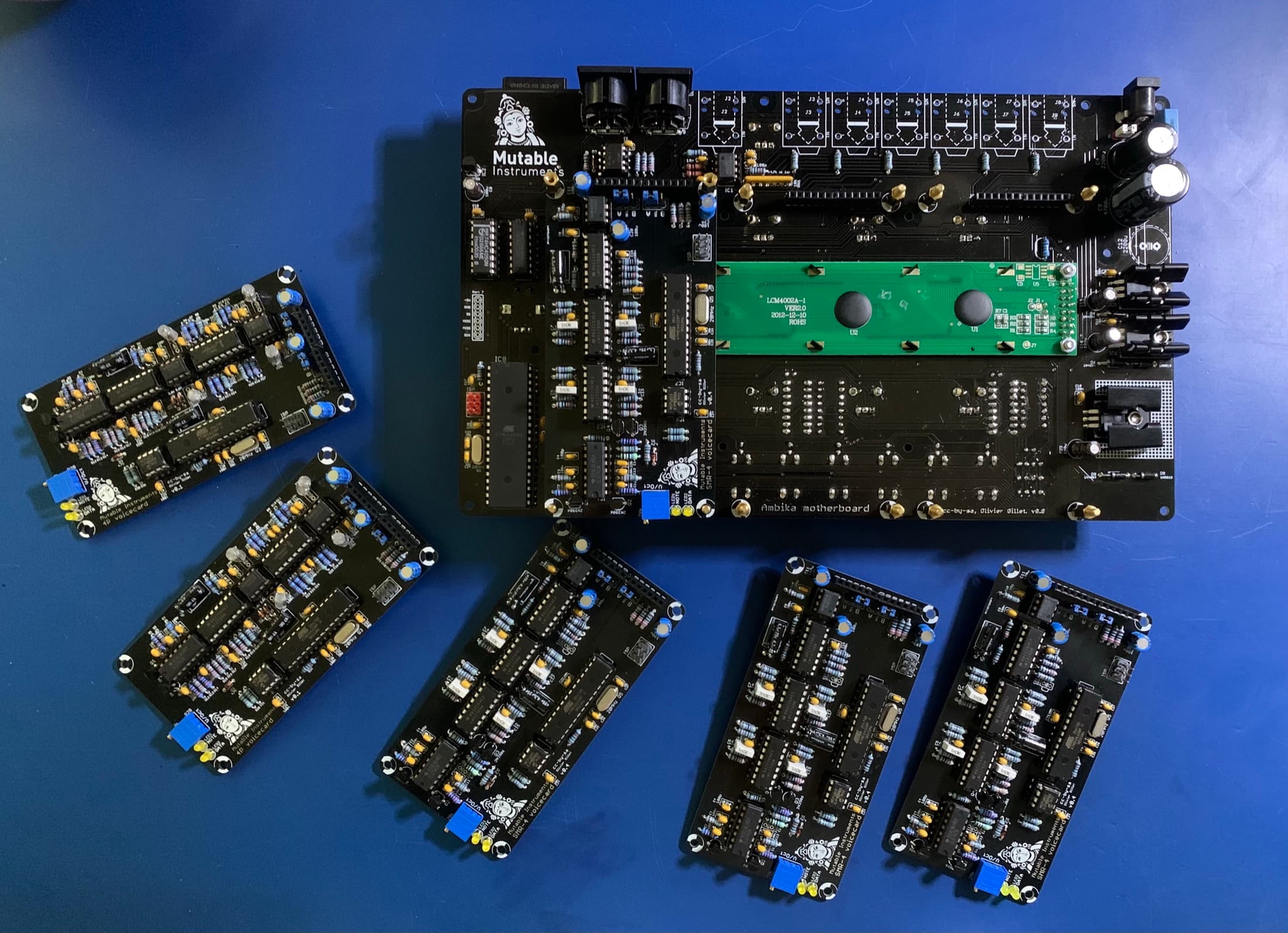 The Ambika motherboard and six hand-built voicecards