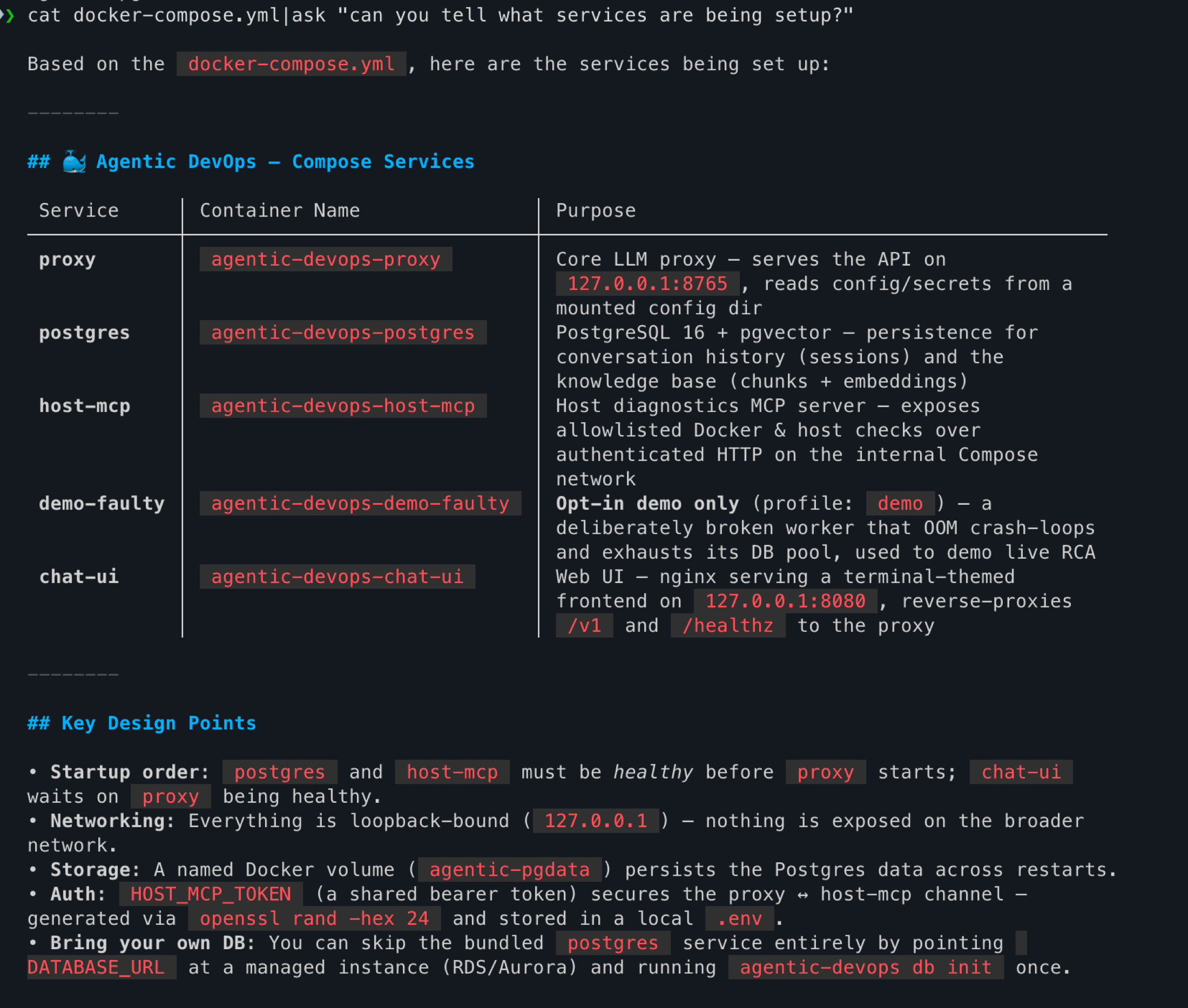 The native ask TUI piping a file into Devy