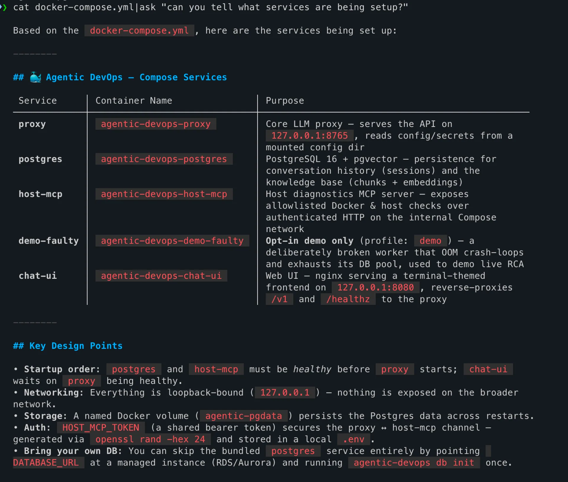 The native ask TUI piping a file into Devy